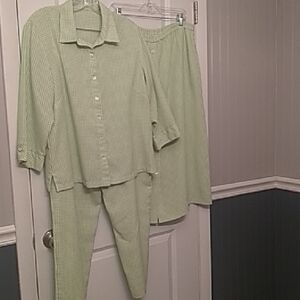 3 pc green/white check set